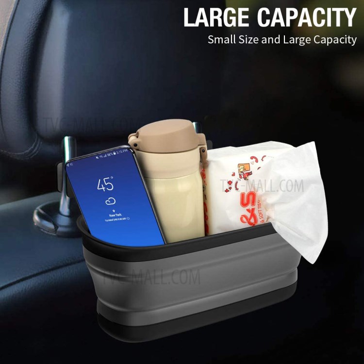 Car Seat Backrest Storage Box Foldable Tray Tablet Stand Auto Supplies with Mirror Function-3