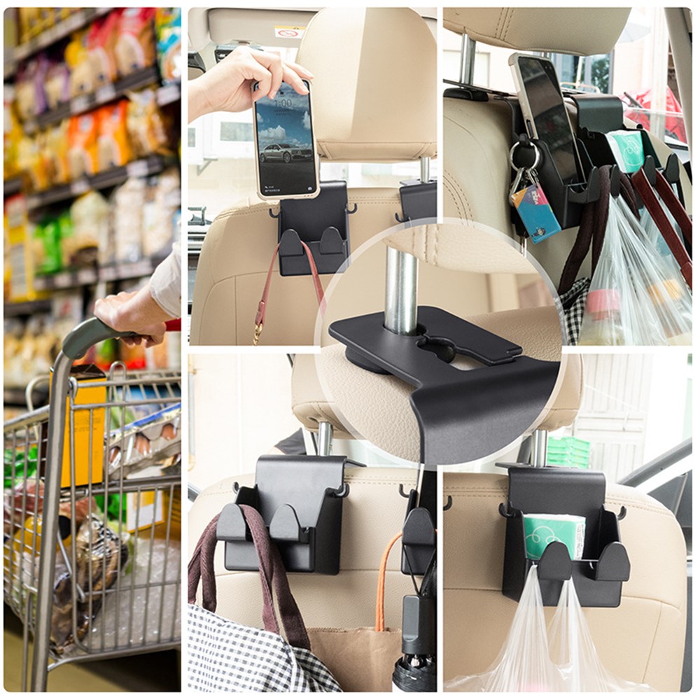 MRLAN LT-889 2 in 1 Car Seat Back Hanger Hooks Storage Box Organizer Mobile Phone Purse Hanging Holder-11
