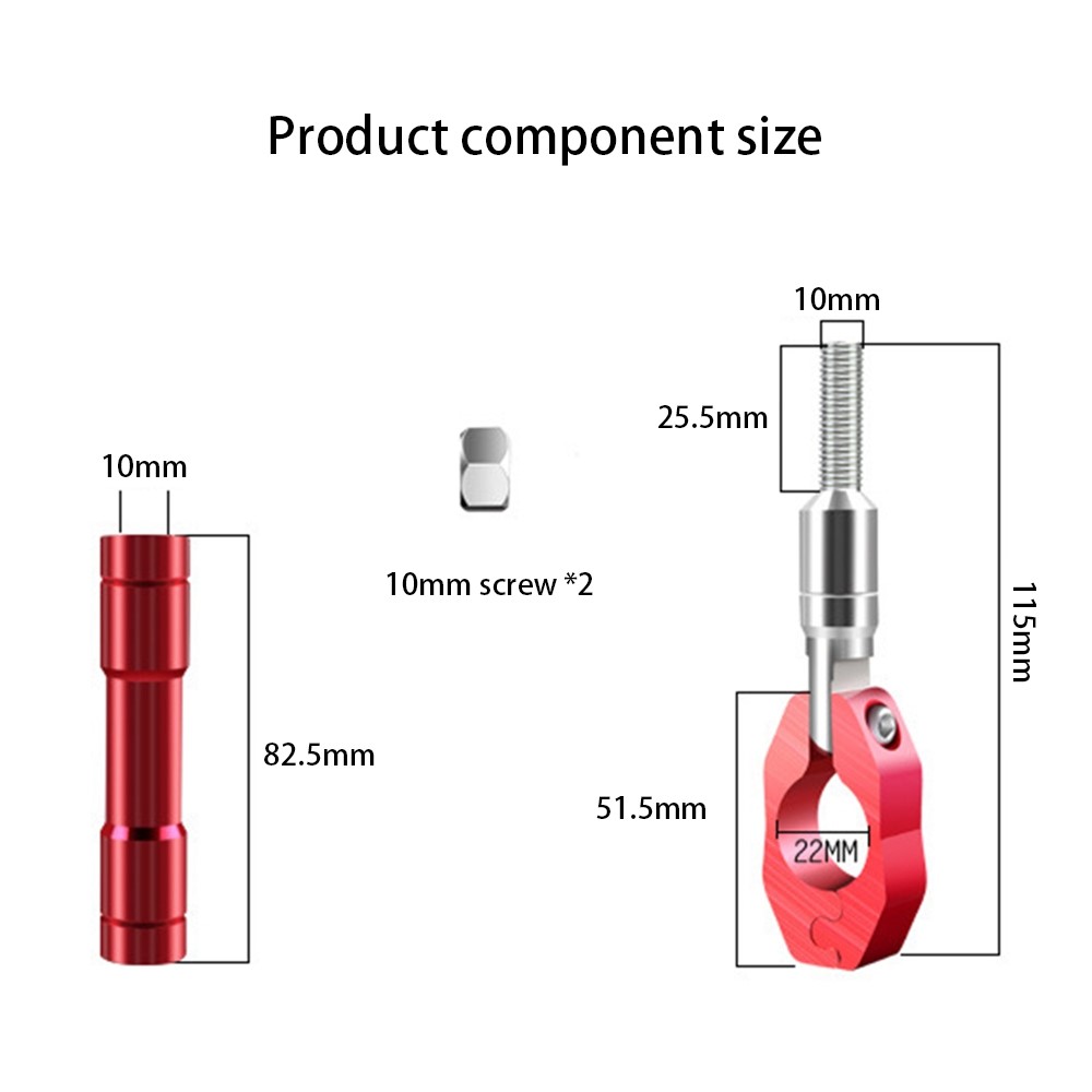 PHG Motorcycle Electric Scooter Aluminium Alloy Adjustable Handlebar Reinforce Bar Balance Bar Motorbike Parts - Red-3