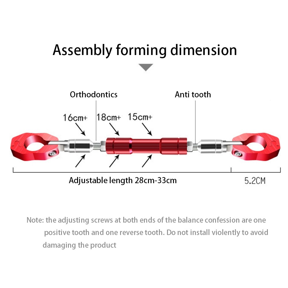 PHG Motorcycle Electric Scooter Aluminium Alloy Adjustable Handlebar Reinforce Bar Balance Bar Motorbike Parts - Red-4