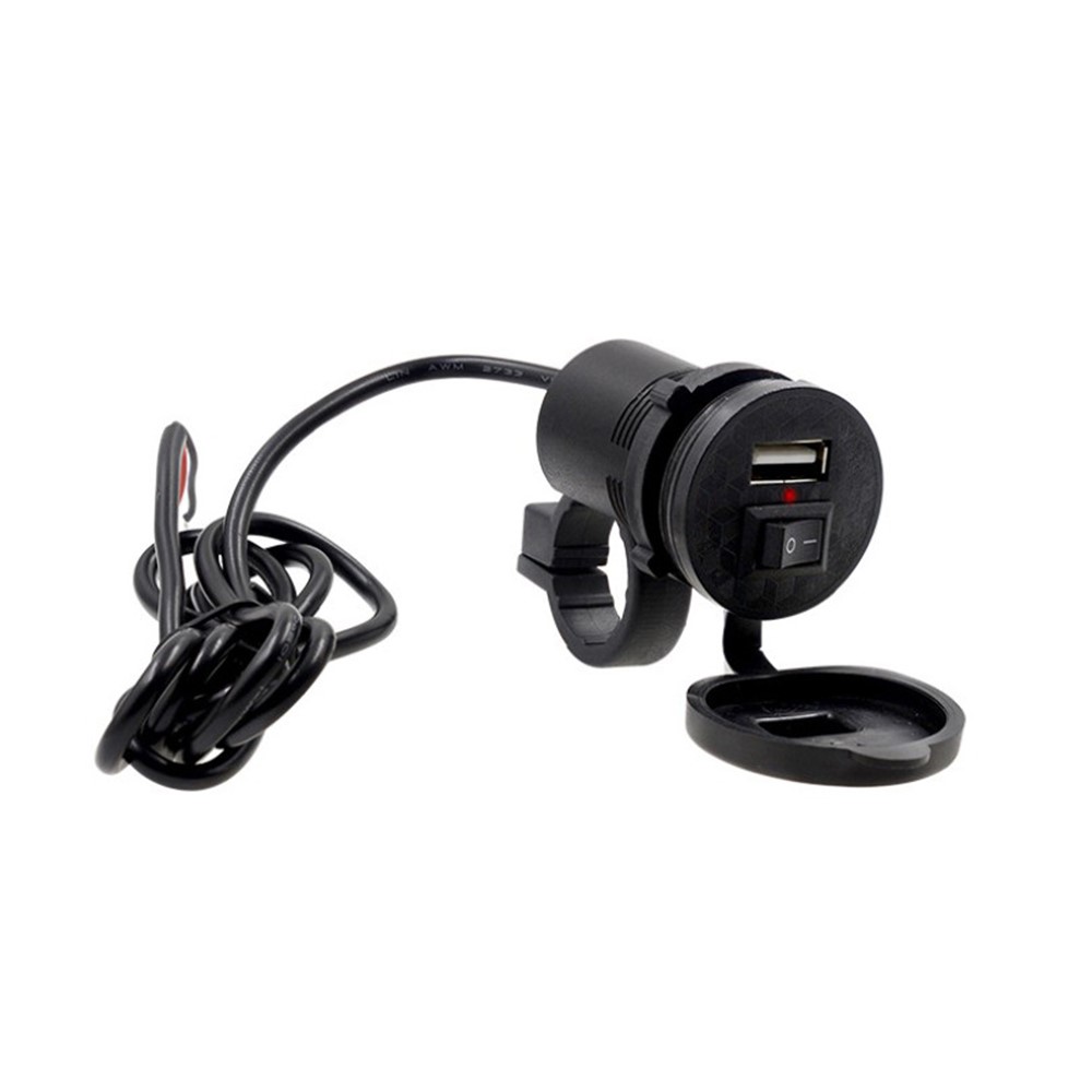 WUPP CS-836B1 12V Motorcycle Mobile Phone Single USB Power Supply Charger Waterproof Port Socket with Switch-11