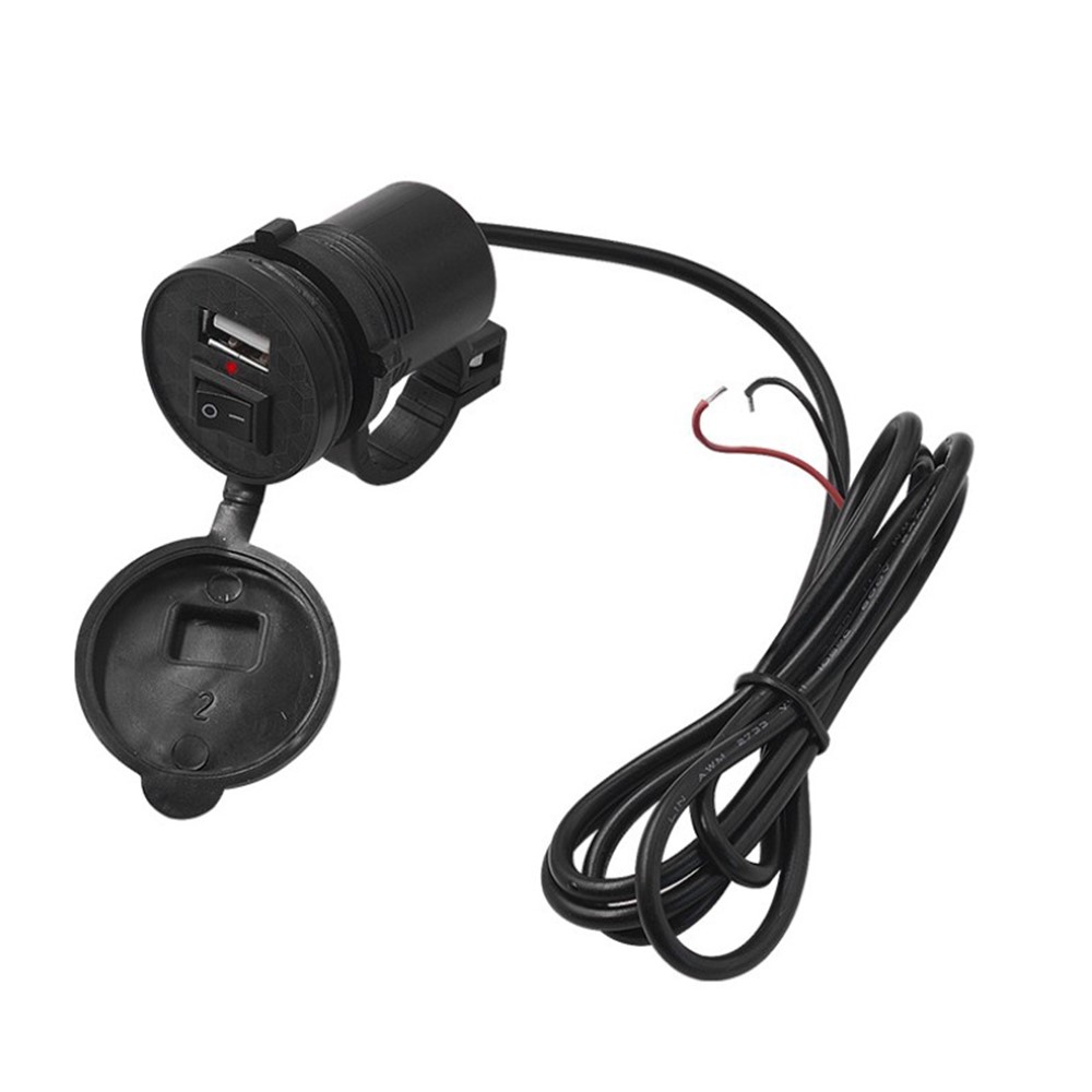 WUPP CS-836B1 12V Motorcycle Mobile Phone Single USB Power Supply Charger Waterproof Port Socket with Switch-7