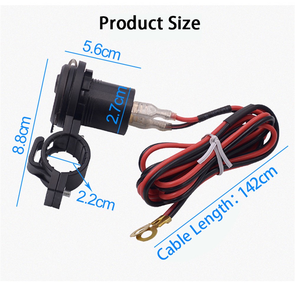 WUPP CS-587 12V Waterproof Motorcycle Handlebar USB Charger with Switch Digital Display Power Supply Socket Adapter-7