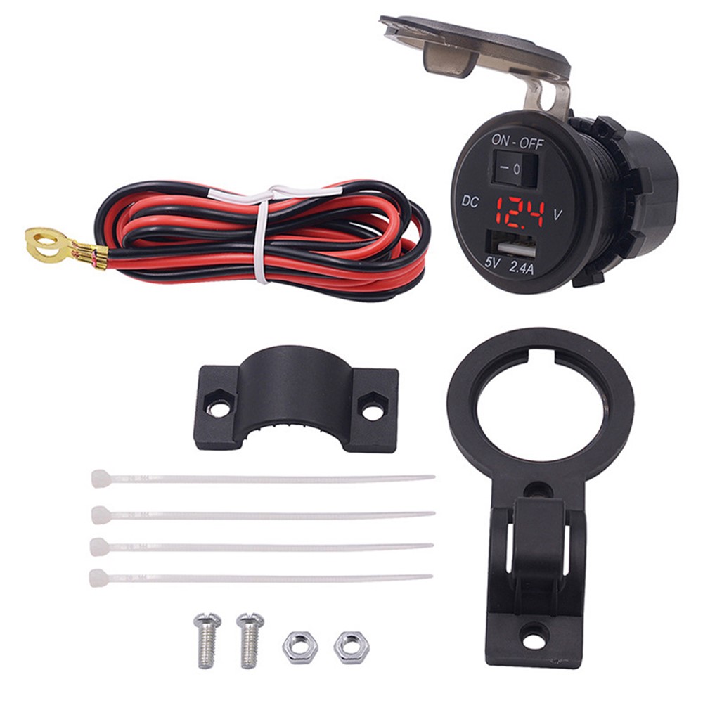 WUPP CS-587 12V Waterproof Motorcycle Handlebar USB Charger with Switch Digital Display Power Supply Socket Adapter-9