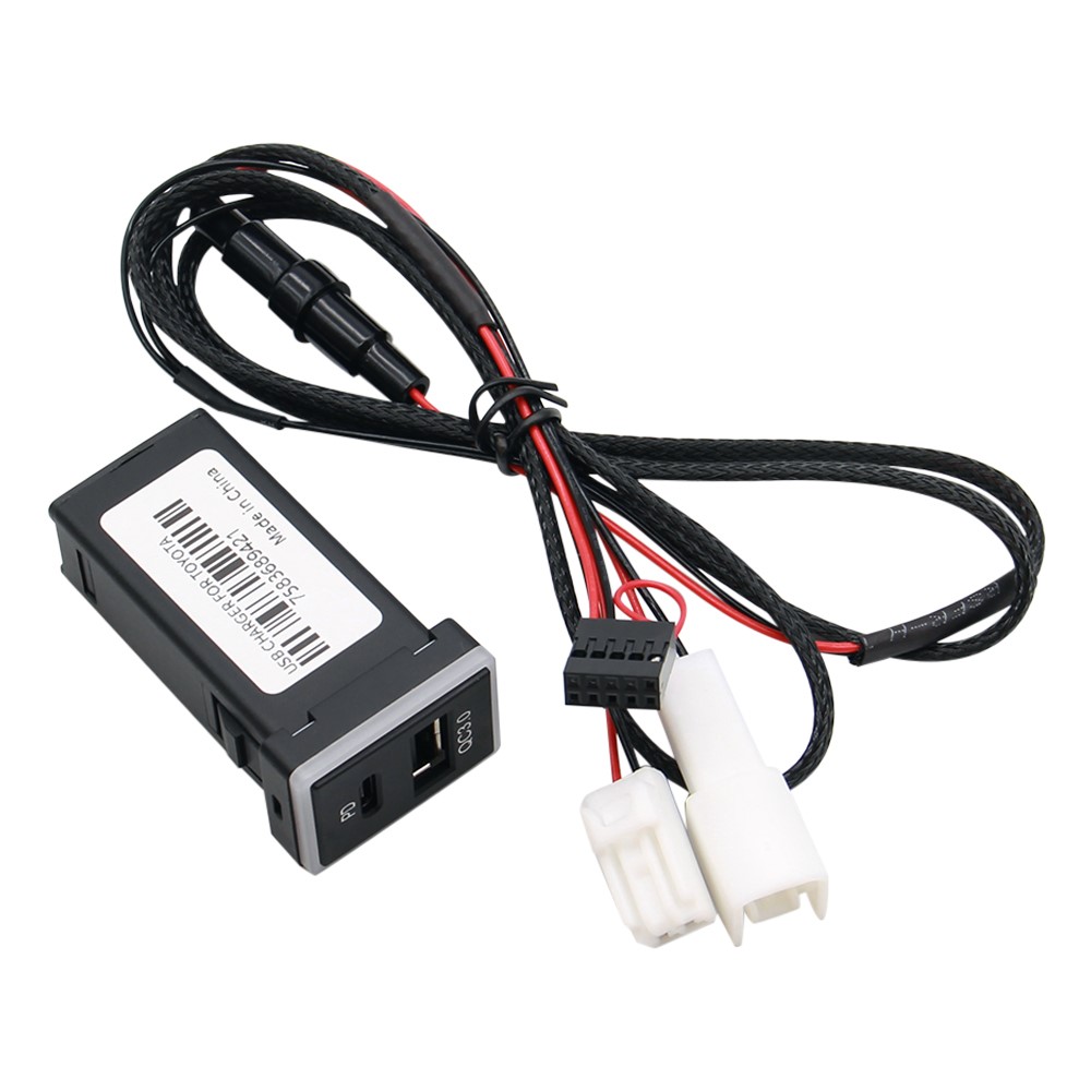 Type-C PD USB QC3.0 Dual Port LED Light Car Charger Socket Fast Charging Modification Accessory for Toyota (Cigarette Lighter Wiring Connection)-5