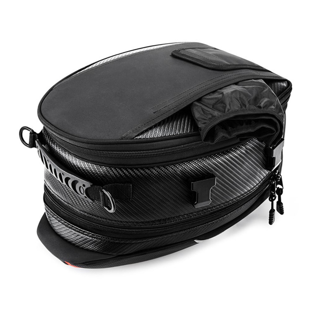 WOSAWE MB06 Carbon Fiber Road Bike Reflective Rear Tail Bag Waterproof MTB Pannier with Shoulder Strap and Rainproof Coat-11