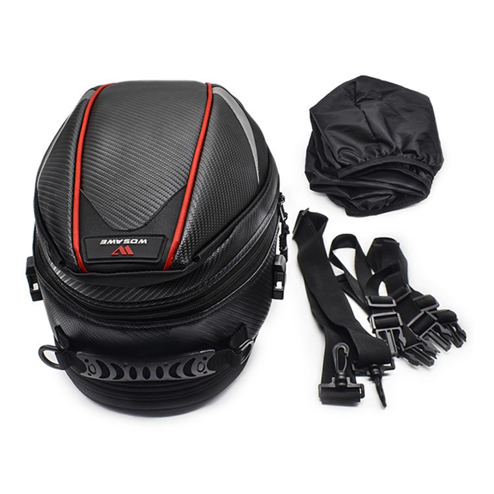 WOSAWE MB06 Carbon Fiber Road Bike Reflective Rear Tail Bag Waterproof MTB Pannier with Shoulder Strap and Rainproof Coat-15