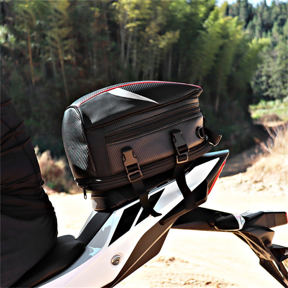 WOSAWE MB06 Carbon Fiber Road Bike Reflective Rear Tail Bag Waterproof MTB Pannier with Shoulder Strap and Rainproof Coat-2