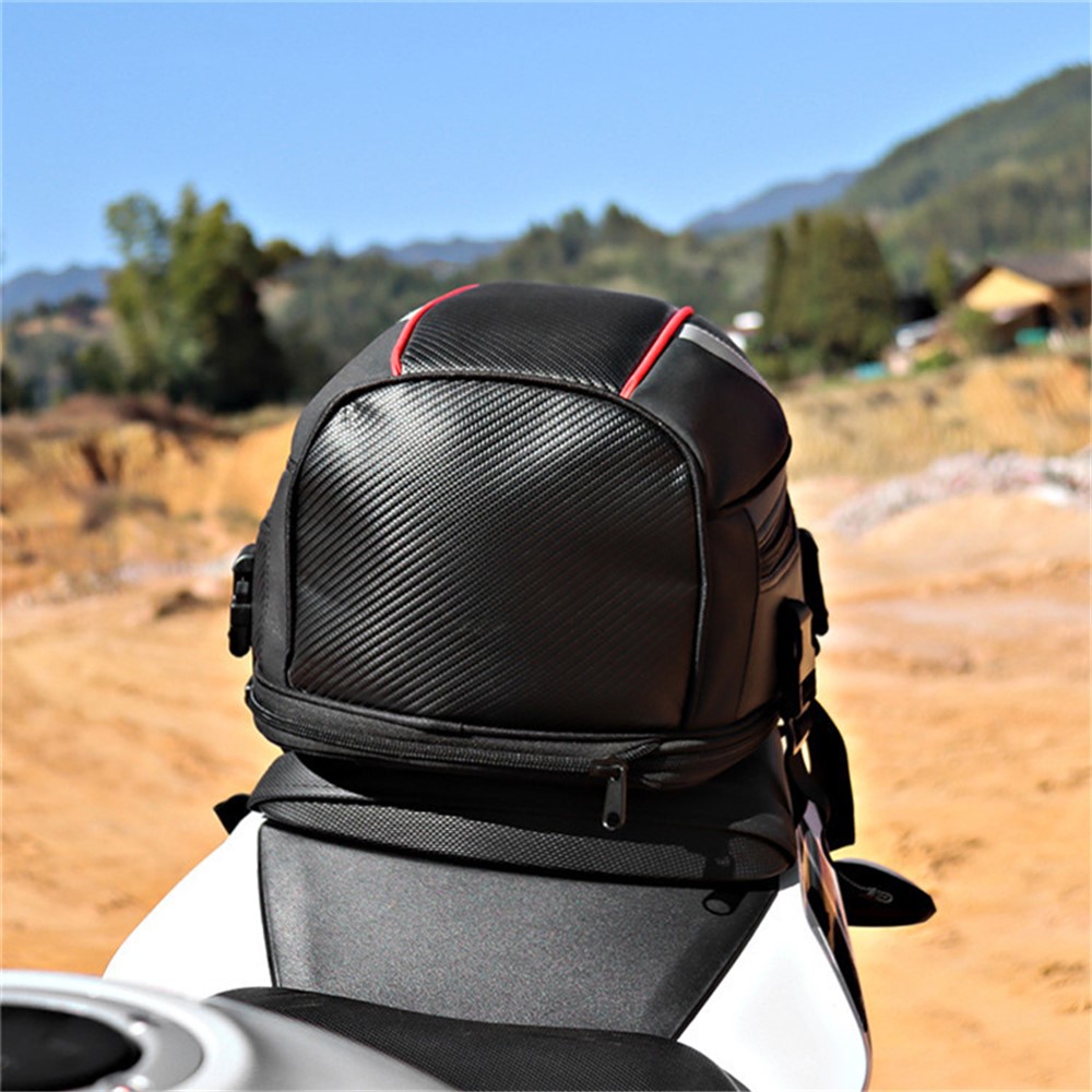WOSAWE MB06 Carbon Fiber Road Bike Reflective Rear Tail Bag Waterproof MTB Pannier with Shoulder Strap and Rainproof Coat-3