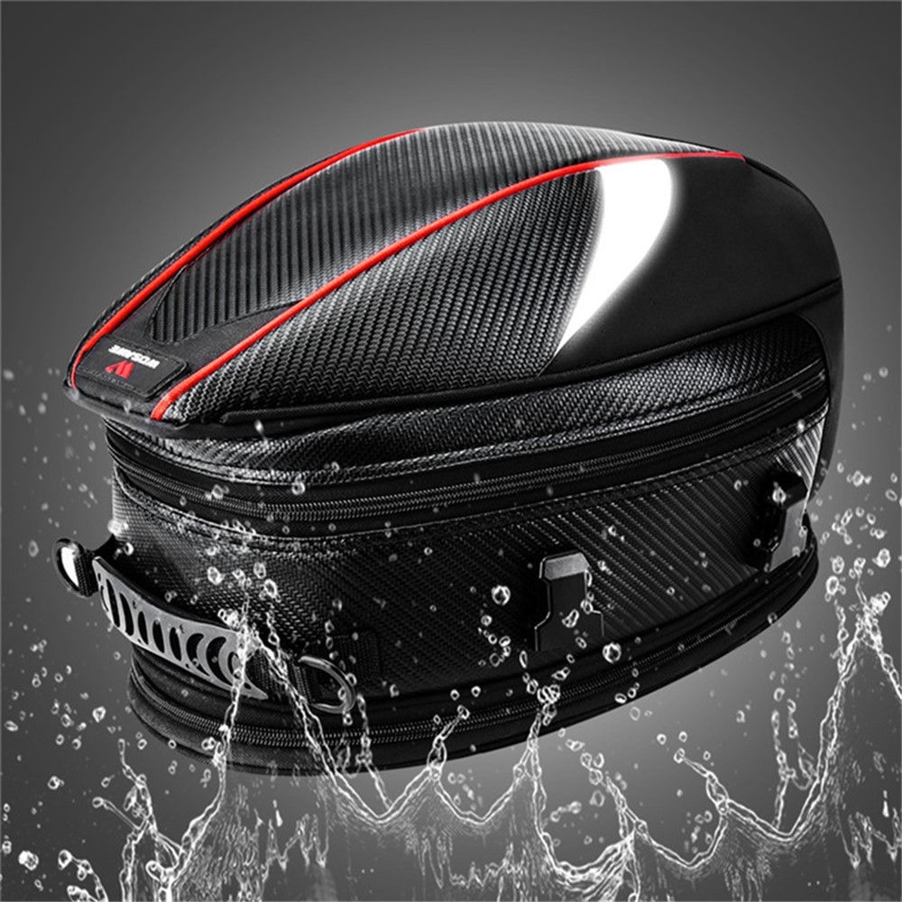 WOSAWE MB06 Carbon Fiber Road Bike Reflective Rear Tail Bag Waterproof MTB Pannier with Shoulder Strap and Rainproof Coat-5