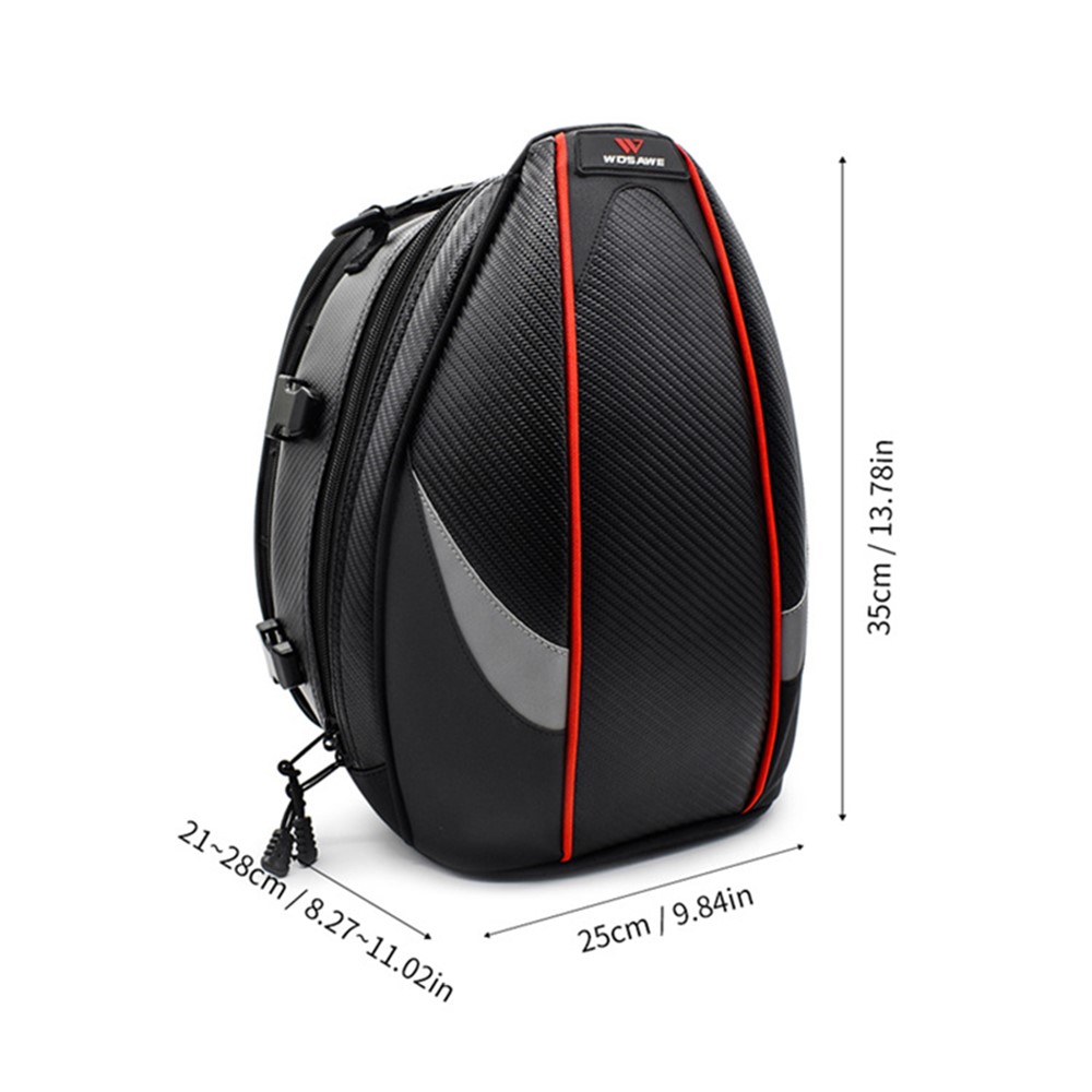 WOSAWE MB06 Carbon Fiber Road Bike Reflective Rear Tail Bag Waterproof MTB Pannier with Shoulder Strap and Rainproof Coat-7