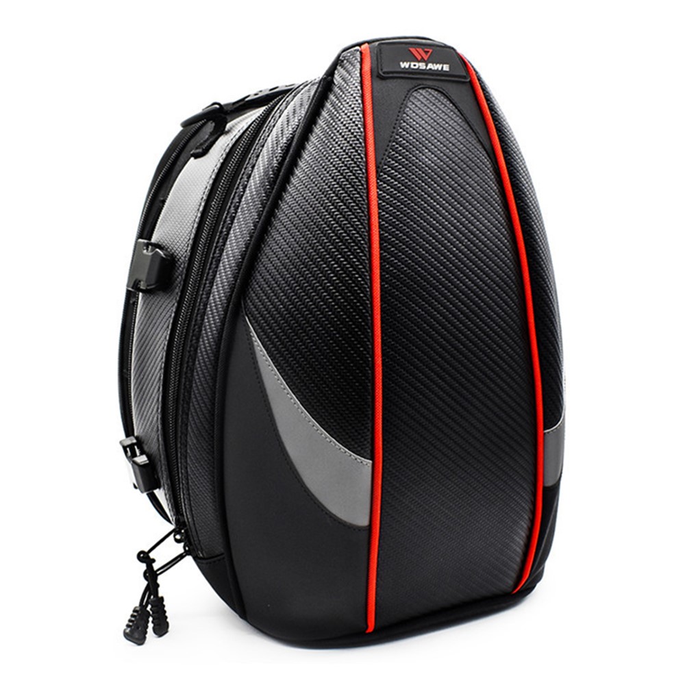WOSAWE MB06 Carbon Fiber Road Bike Reflective Rear Tail Bag Waterproof MTB Pannier with Shoulder Strap and Rainproof Coat-9