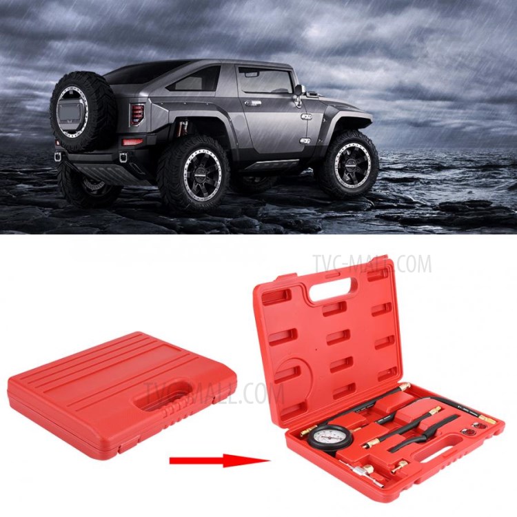11-in-1 0-100 PSI Car Truck Fuel Injection Pump Pressure Injector Tester Test Gauge Kit-1