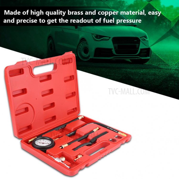 11-in-1 0-100 PSI Car Truck Fuel Injection Pump Pressure Injector Tester Test Gauge Kit-2