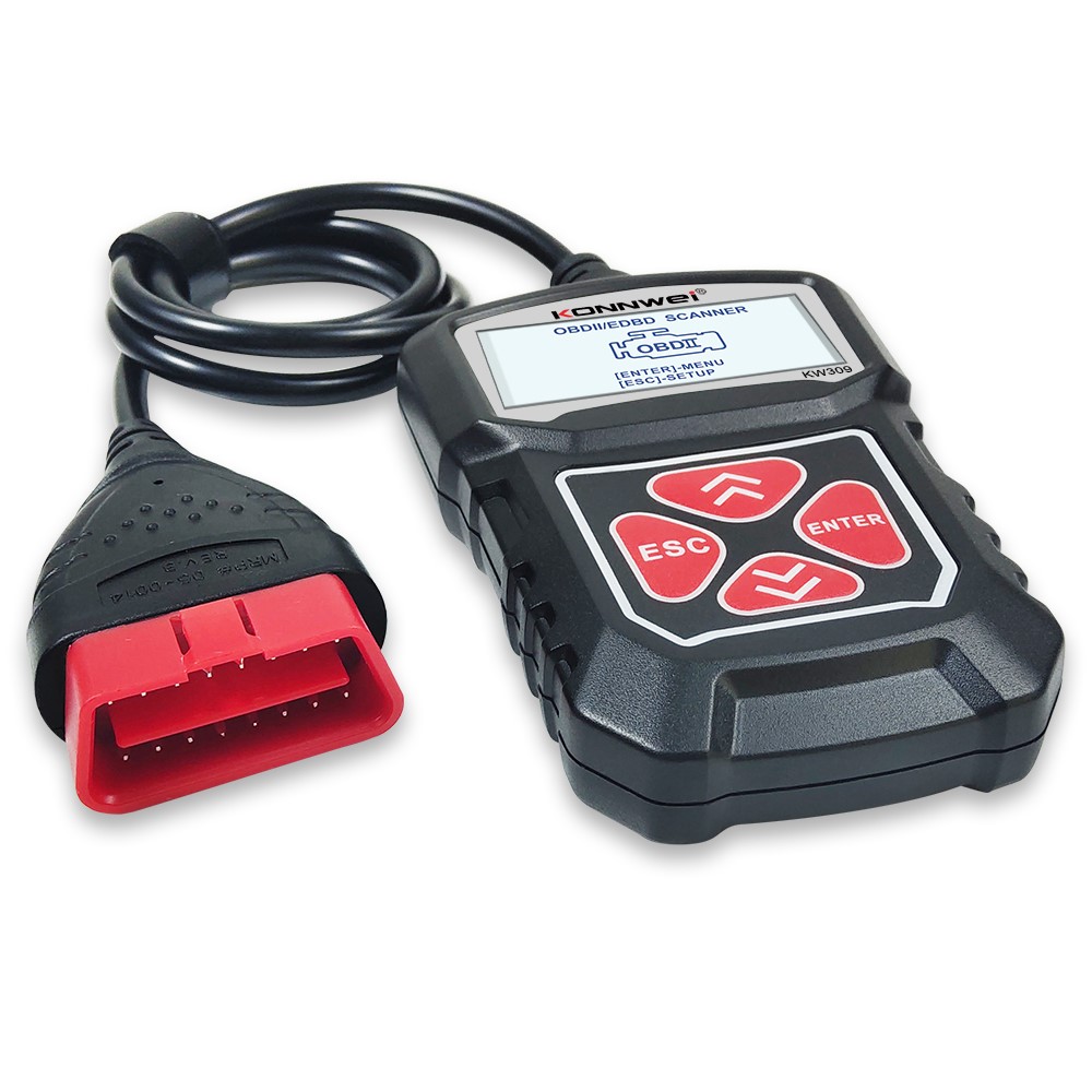 Konnwei Kw309 Outil de Diagnostic Automobile OBD2 Lecteur de Code Autoscanner EOBD Machine de Numérisation OBDII Scanner - le Noir