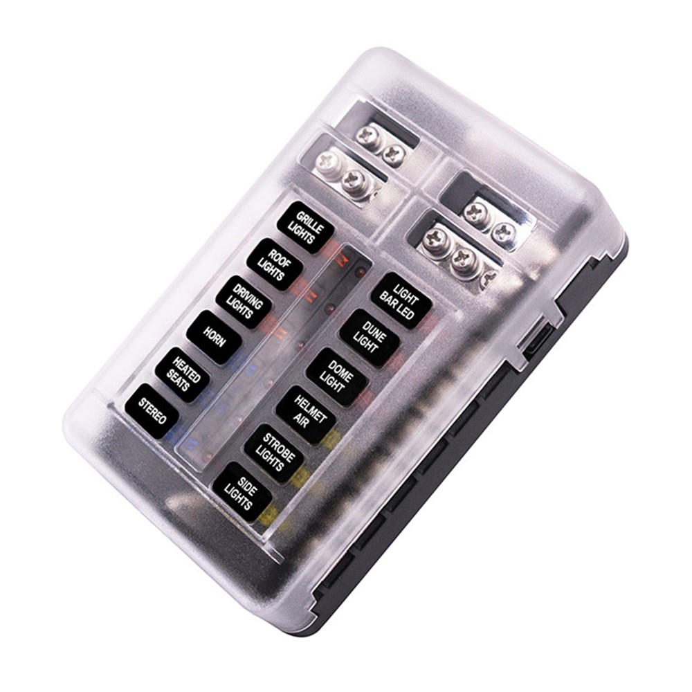 WUPP CS-664A2 32V Plastic Cover Fuse Box Holder M5 Stud with LED Indicator 5A 10A 15A 20A Fuses Spade for Cars SUV-10