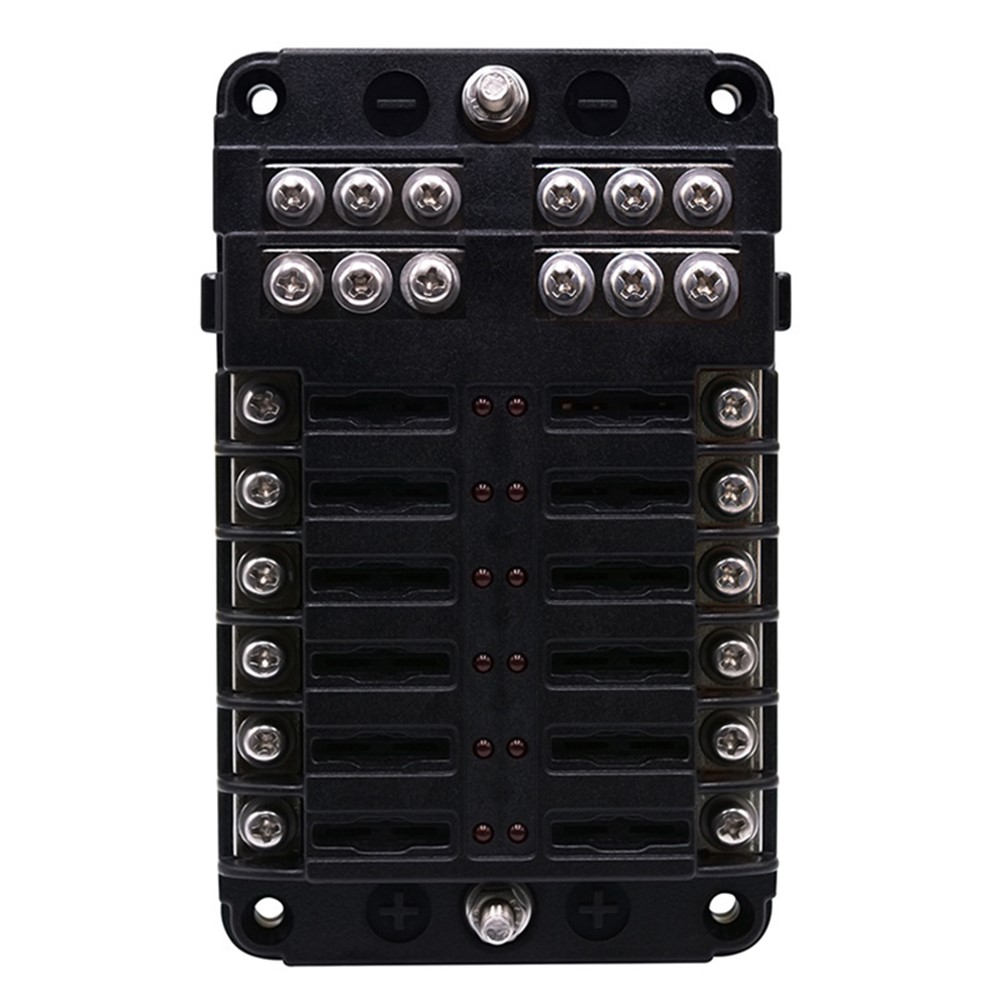WUPP CS-664A2 32V Plastic Cover Fuse Box Holder M5 Stud with LED Indicator 5A 10A 15A 20A Fuses Spade for Cars SUV-12