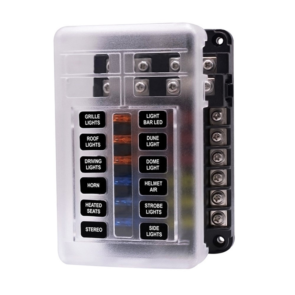 WUPP CS-664A2 32V Plastic Cover Fuse Box Holder M5 Stud with LED Indicator 5A 10A 15A 20A Fuses Spade for Cars SUV-15