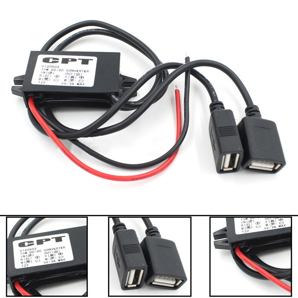 WUPP CS-018C1 DC-DC Dual USB Connector Car Converter Module Step-Down 12V to 5V Power Outlet Adapter Charger Socket Plug-1