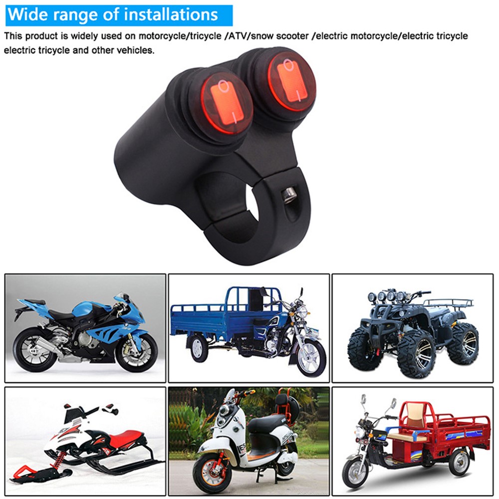 WUPP CS-677B1 Motorcycle Handlebar Dual Button Headlight Switch Waterproof Motorcycle Fog Light Spotlight Switch with Indicator-2