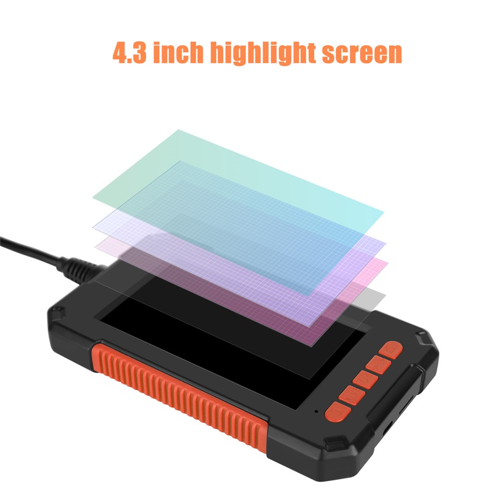 P40 10m Hard Wire 4.3 inch Screen Rechargeable 1080P 8mm Lens Industrial Endoscope Waterproof 8-LED Inspection Camera Borescope - Orange-3