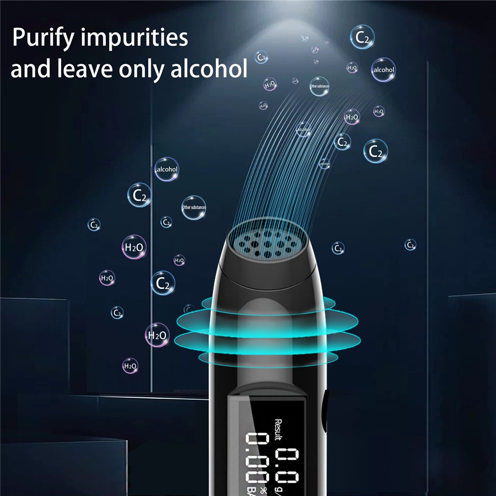 S1216 Portable Breath Blowing Alcohol Tester Detector Non-contact Rechargeable Drunk Driving Breathalyzer-4
