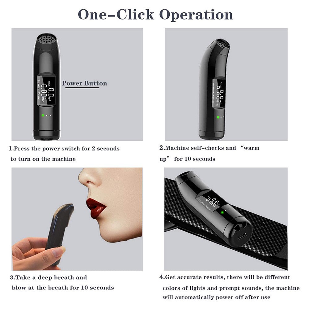 S1216 Portable Breath Blowing Alcohol Tester Detector Non-contact Rechargeable Drunk Driving Breathalyzer-5