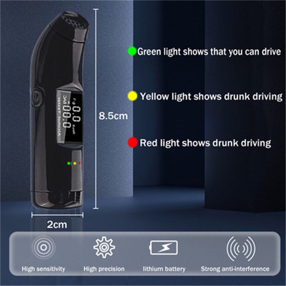 S1216 Portable Breath Blowing Alcohol Tester Detector Non-contact Rechargeable Drunk Driving Breathalyzer-8