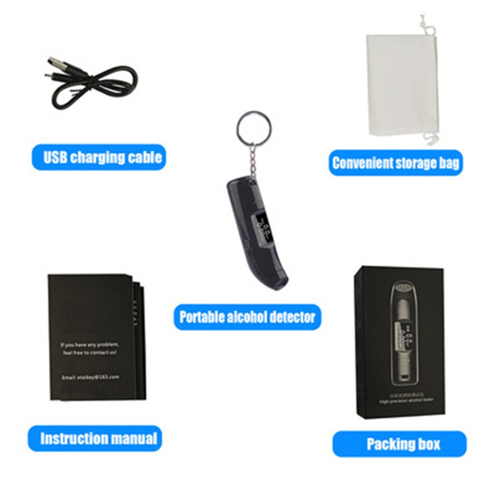S1216 Portable Breath Blowing Alcohol Tester Detector Non-contact Rechargeable Drunk Driving Breathalyzer-9