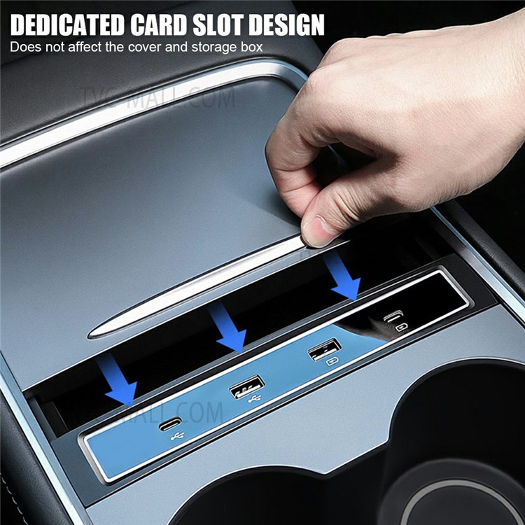 For Tesla Model 3/Y 2021 Car Type-C USB LED Hub Docking Station Extender Charger-5