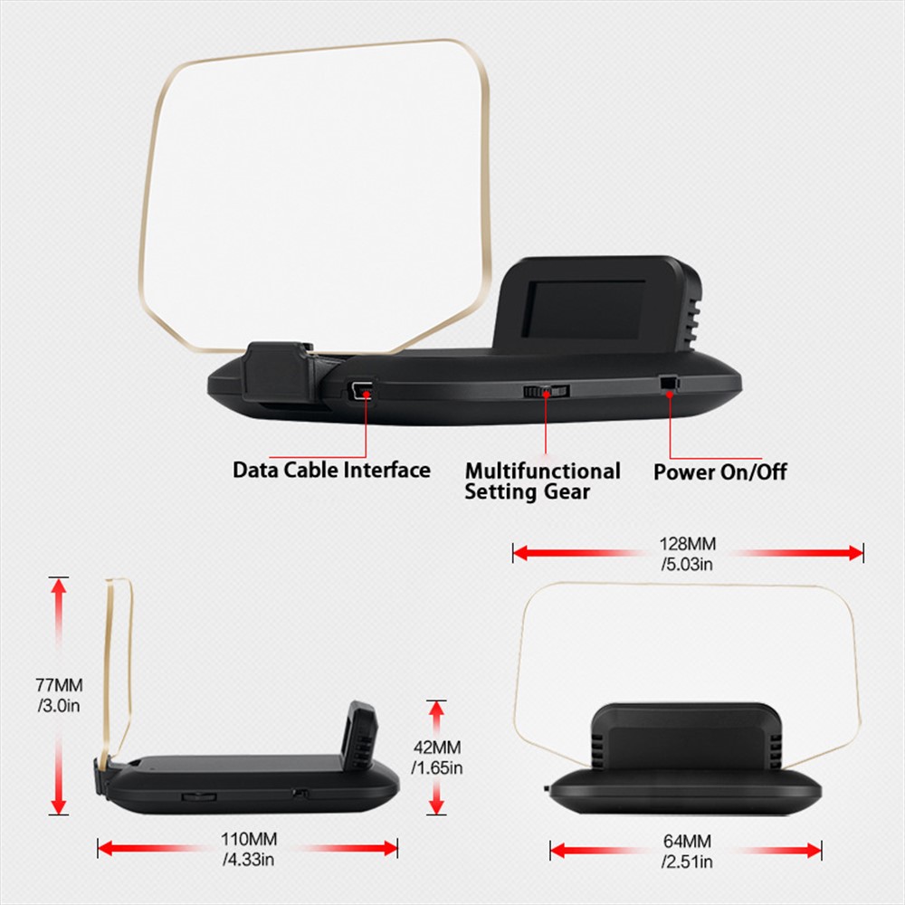 T1 Multiple Function GPS Navigation Head-up Display Car HUD Windshield Screen Display for Tesla Model 3/Model Y-7