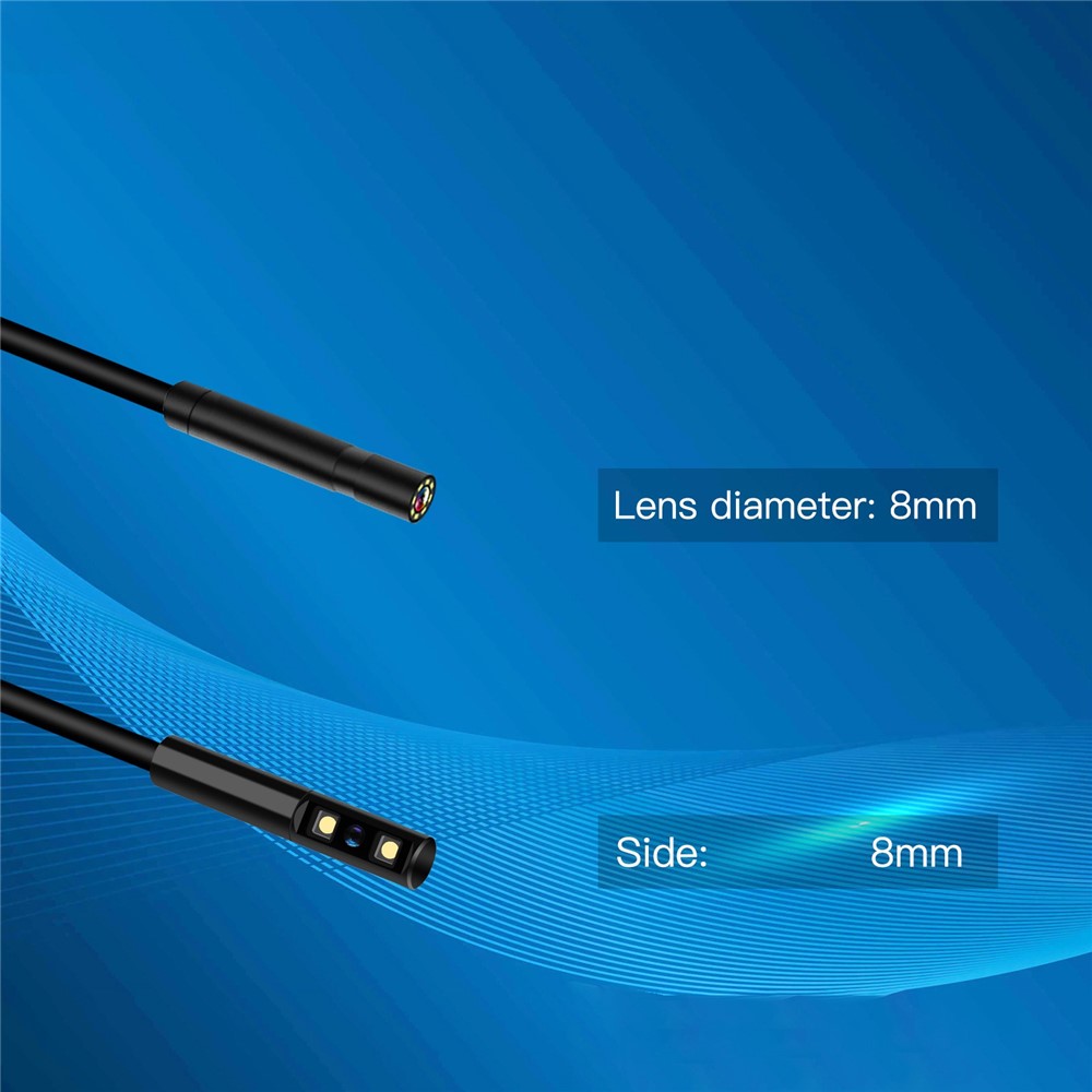 P100 2m Rigid Cable, 6-LED Pipe Inspection Borescope 8mm Lens 2.4 Inch IPS Screen HD 1080P Industrial Endoscope Camera - Side Lens-7