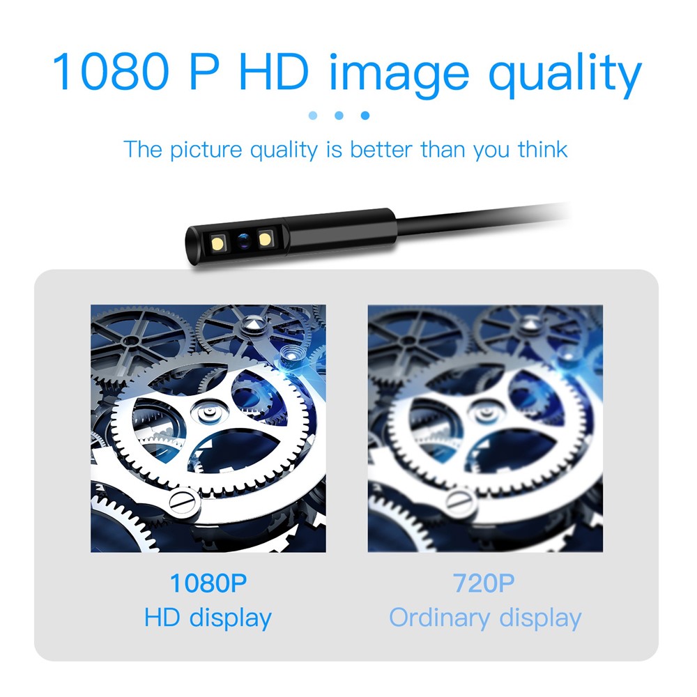 P100 15m Hard Wire 2.4 inch Screen Rechargeable 1080P 8mm Lens Industrial Endoscope 6-LED Inspection Camera Borescope-2
