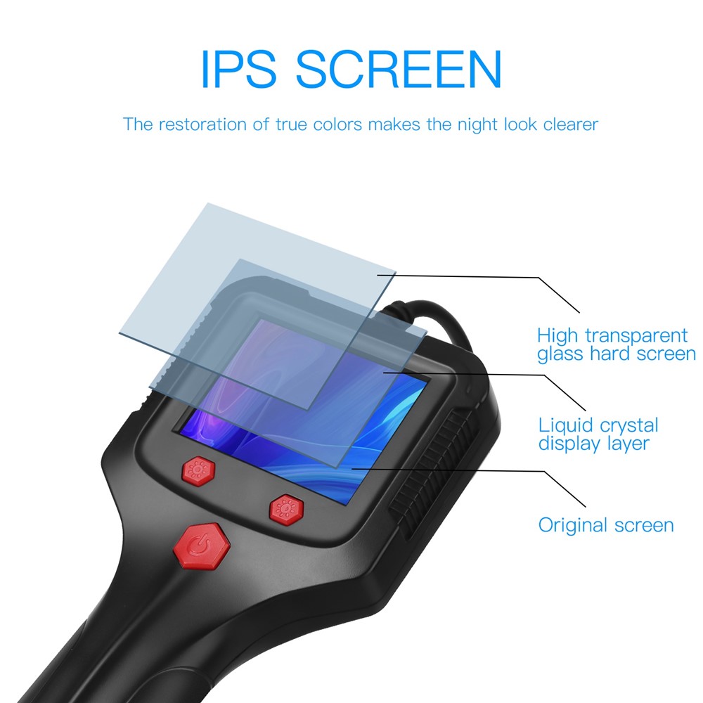 P100 50m Hard Wire 2.4 inch Screen 8mm Lens HD 1080P Hand-held Endoscope Inspection Camera Industrial Borescope-3