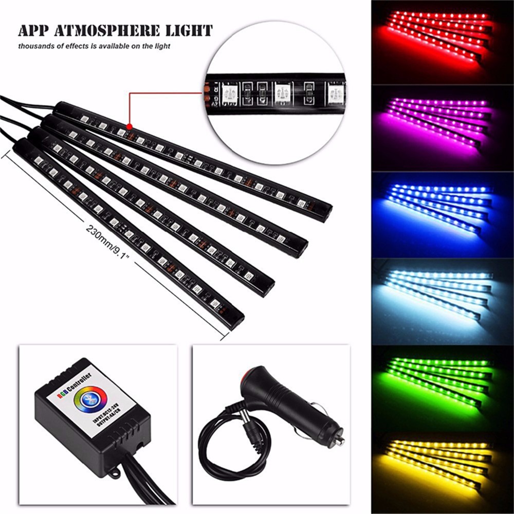 RGB LED Strips Ambient Light Audio APP Bluetooth Control for Car Ambient Musical Rhythm Lamp-2