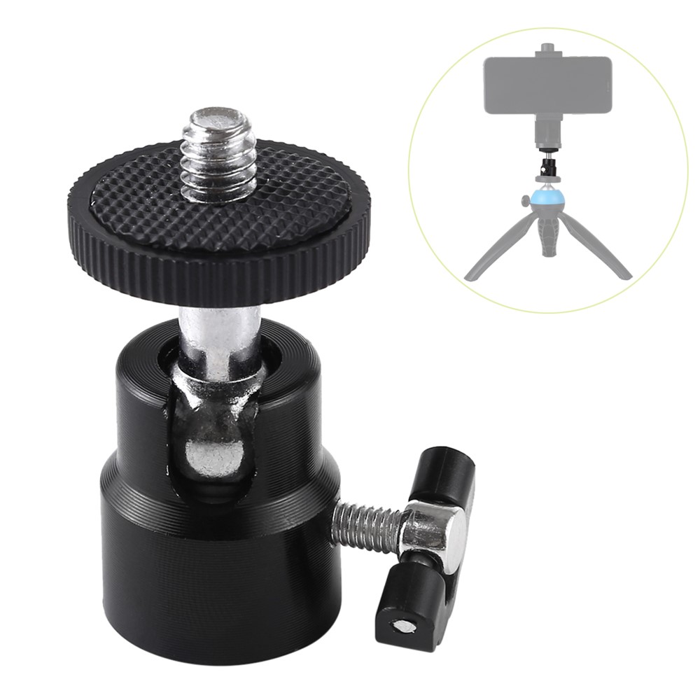 PULUZ PU412 1/4 inch Screw Metal Tripod Ball Head Adapter with Lock-1
