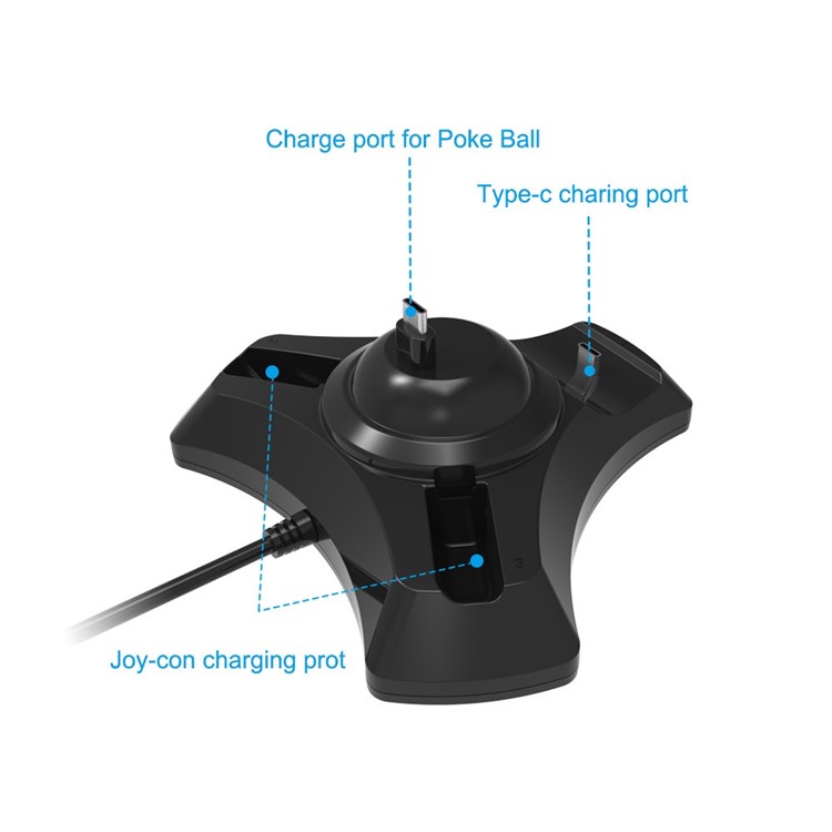 JYS Quad Charging Station 4-in-1 USB Charger Support for Nintend Pokemon Ball Plus Switch-3