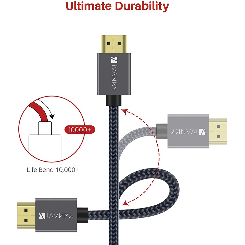 iVANKY HD04 4.6m 4K Ultra HD Woven Nylon HDMI 2.0 HDMI Cable - Space Grey-7