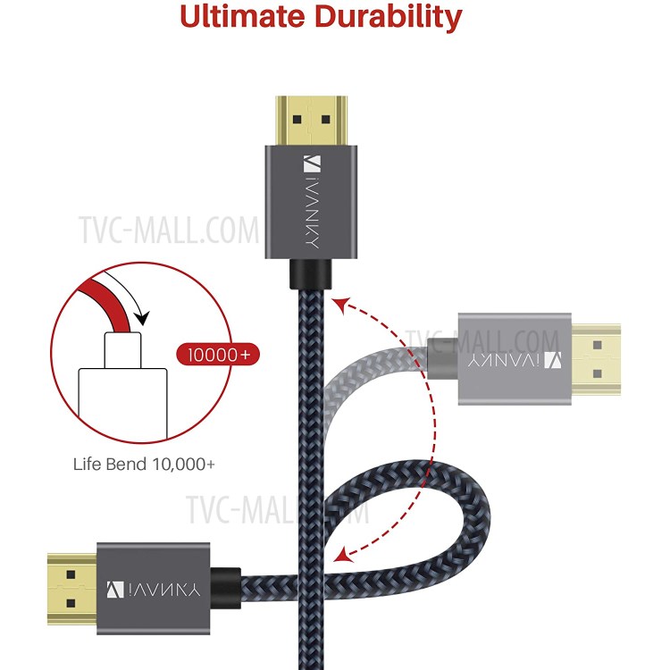 iVANKY HD02 2m 4K Ultra HD Woven Nylon HDMI 2.0 HDMI Cable - Space Grey-7