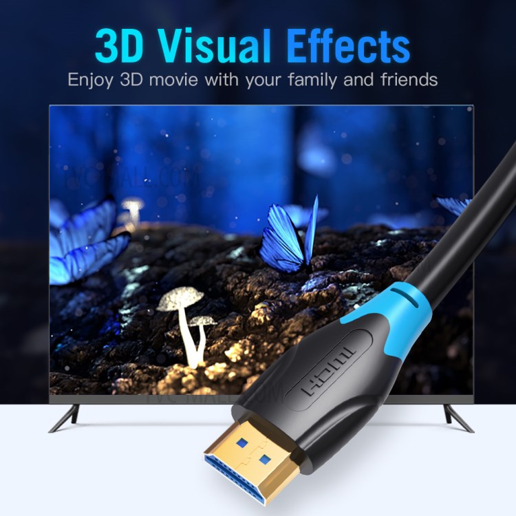 VENTION AAGBL 2.0 HDMI Male to Male Cable 4K 3D Computer TV PS4 Set-top Box Video Cable, 10M-4