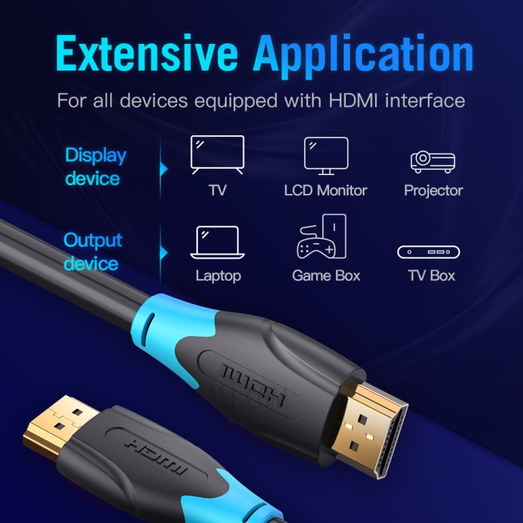 VENTION AAGBL 2.0 HDMI Male to Male Cable 4K 3D Computer TV PS4 Set-top Box Video Cable, 10M-8