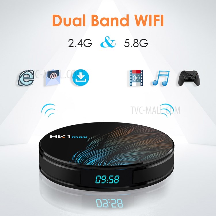 HK1MAX 4 + 32G Forme Ronde Androïde 9.0 De La TV Quad Core RK3328 Wifi Lecteur Multimédia - Plug UE-8