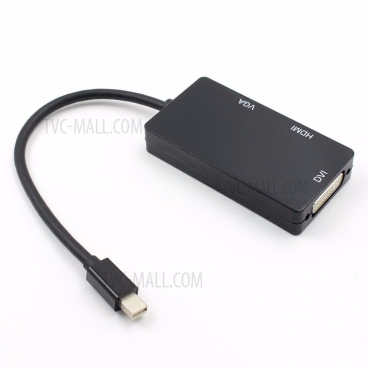 Mini DP 3 in 1 Rectangle Black Mini Display Port to VGA+DVI+HDMI 4K Converter - Black-3