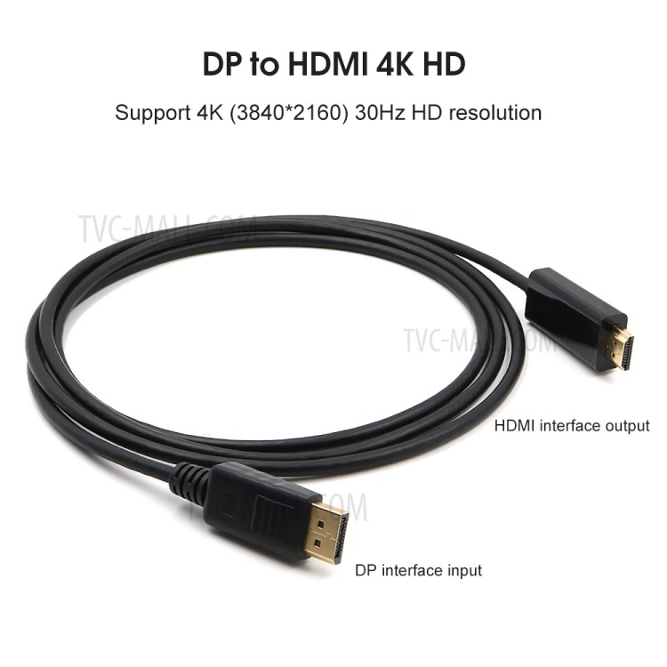 Big DP to HDMI 4K HD 1080P Adapter Cable 1.8m - Black-10