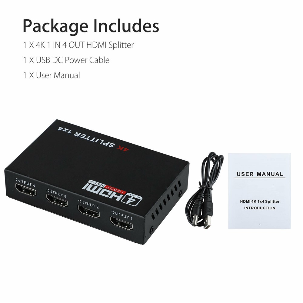 HDMI Splitter 1 IN 4 OUT Full HD 4 Port Hub Repeater Amplifier-7