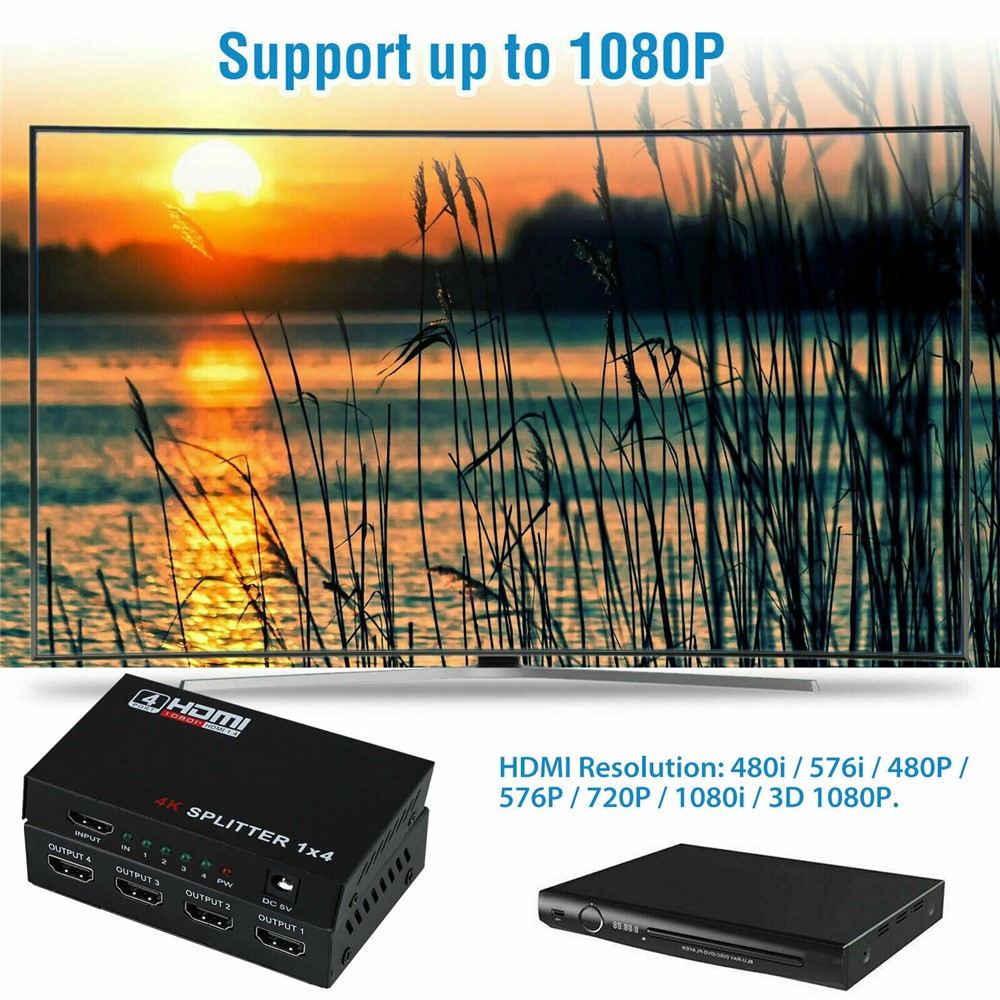 HDMI Splitter 1 IN 4 OUT Full HD 4 Port Hub Repeater Amplifier-9