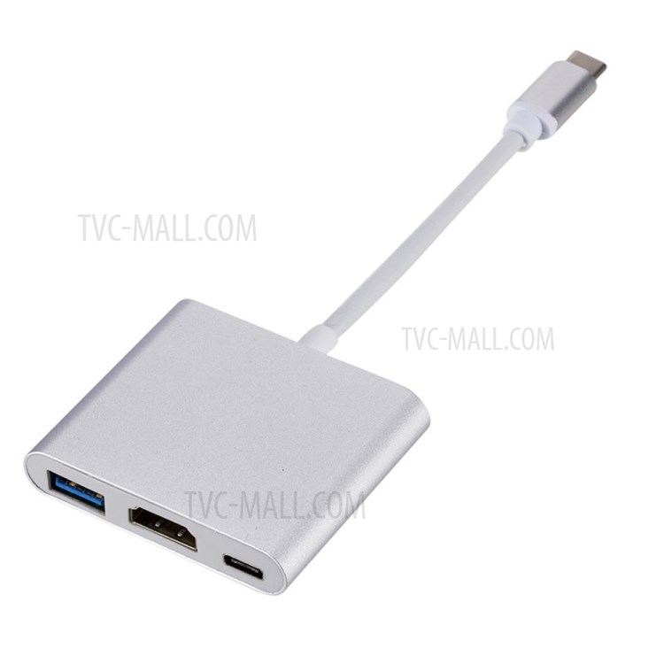 3 in 1 USB-C Hub Dock Adapter Type-C to USB 3.0 +4K HDMI Adapter + Type-C Port - Silver-2