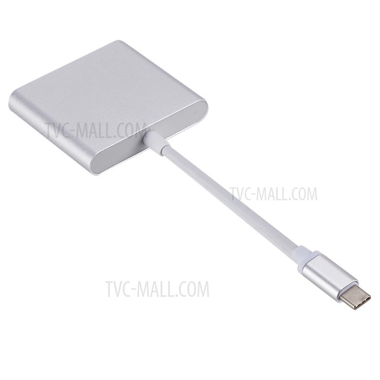 3 in 1 USB-C Hub Dock Adapter Type-C to USB 3.0 +4K HDMI Adapter + Type-C Port - Silver-3