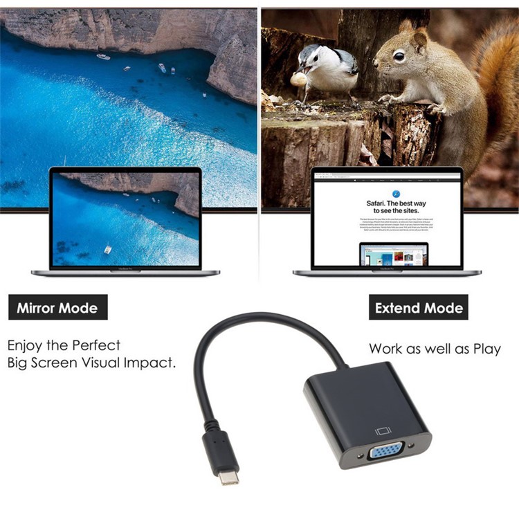 USB Type-C Mâle à VGA Adaptateur de Câble Féminin