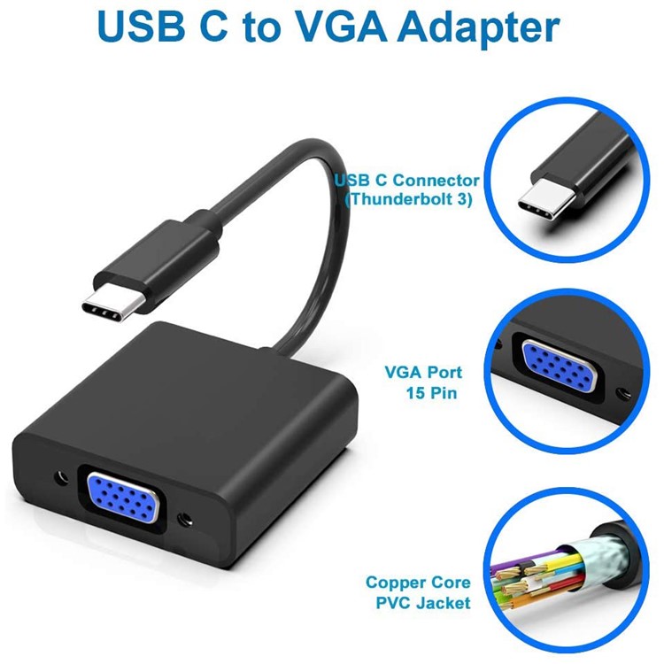 USB Type-C Male to VGA Female Cable Adapter-6
